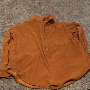 Rust Corduroy Button-Up Shirt